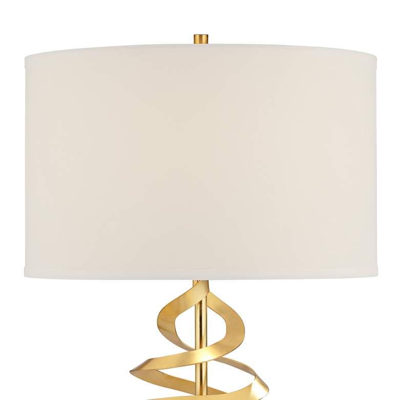 Image 5 Possini Euro Helix 30" Brass and White Marble Modern Lamp with Dimmer more views