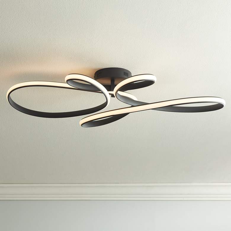 Image 1 Possini Euro Helix 36 1/2" Wide Sand Black LED Spiral Ceiling Light