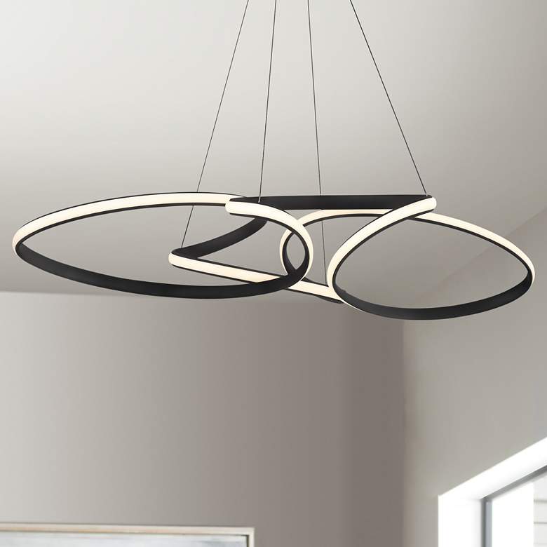 Image 2 Possini Euro Helix 39 1/2" Sand Black LED Multi-Ring Pendant Light