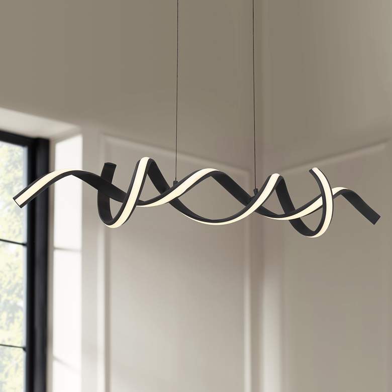 Image 1 Possini Euro Helix 46" Sand Black Modern LED Spiral Island Pendant