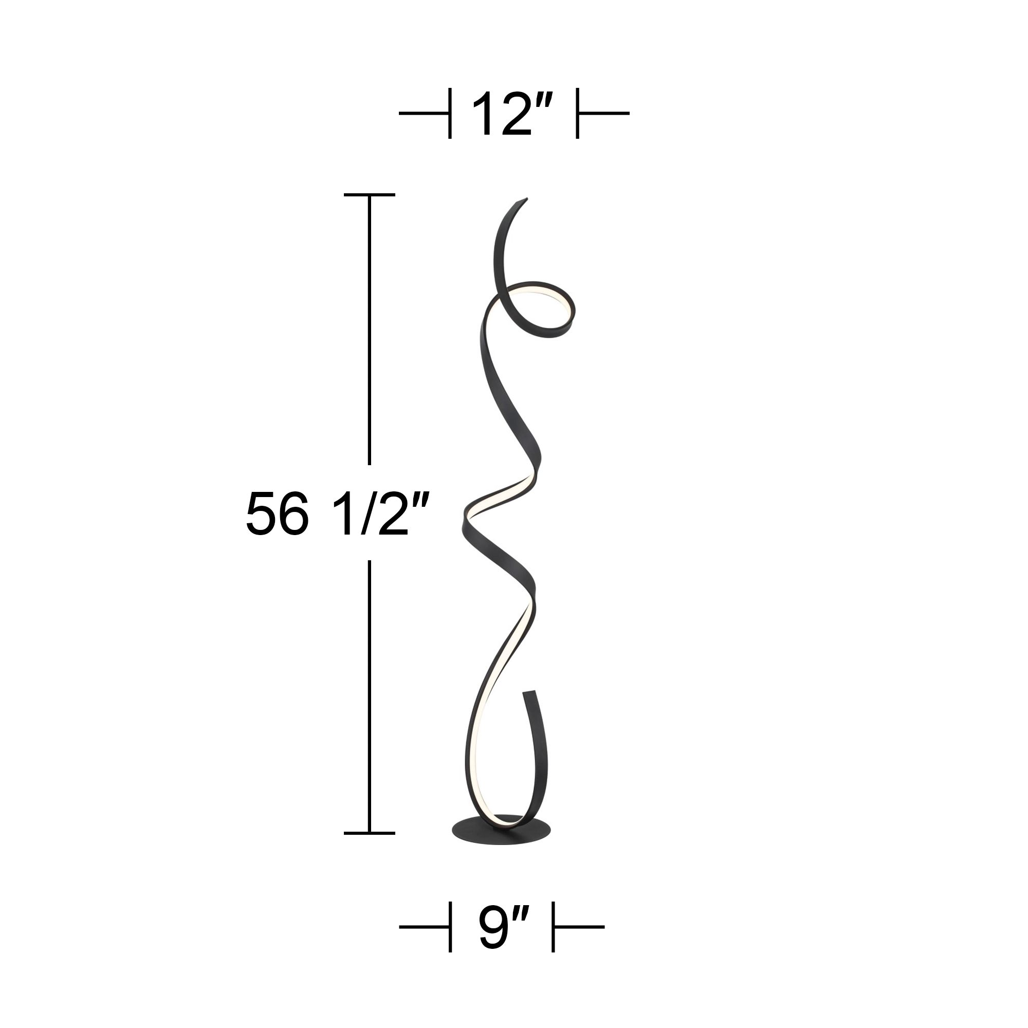 Possini Euro Helix 56 1/2" Modern Ribbon LED Floor Lamp Black
