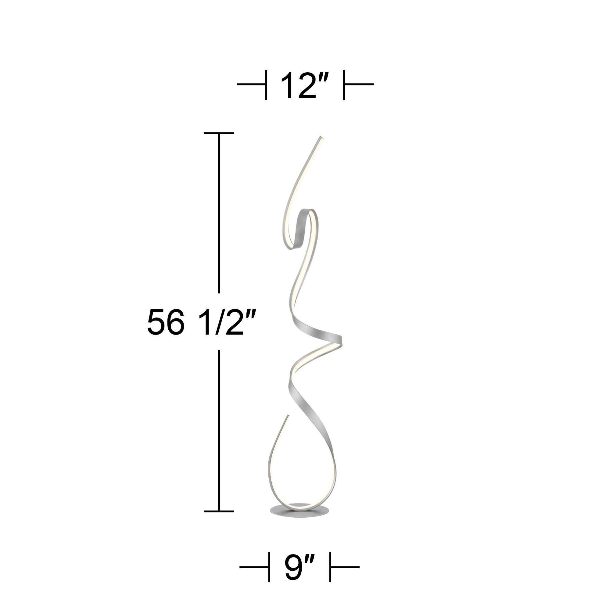 Possini Euro Helix 56 1/2" Modern Ribbon LED Floor Lamp Silver in scene