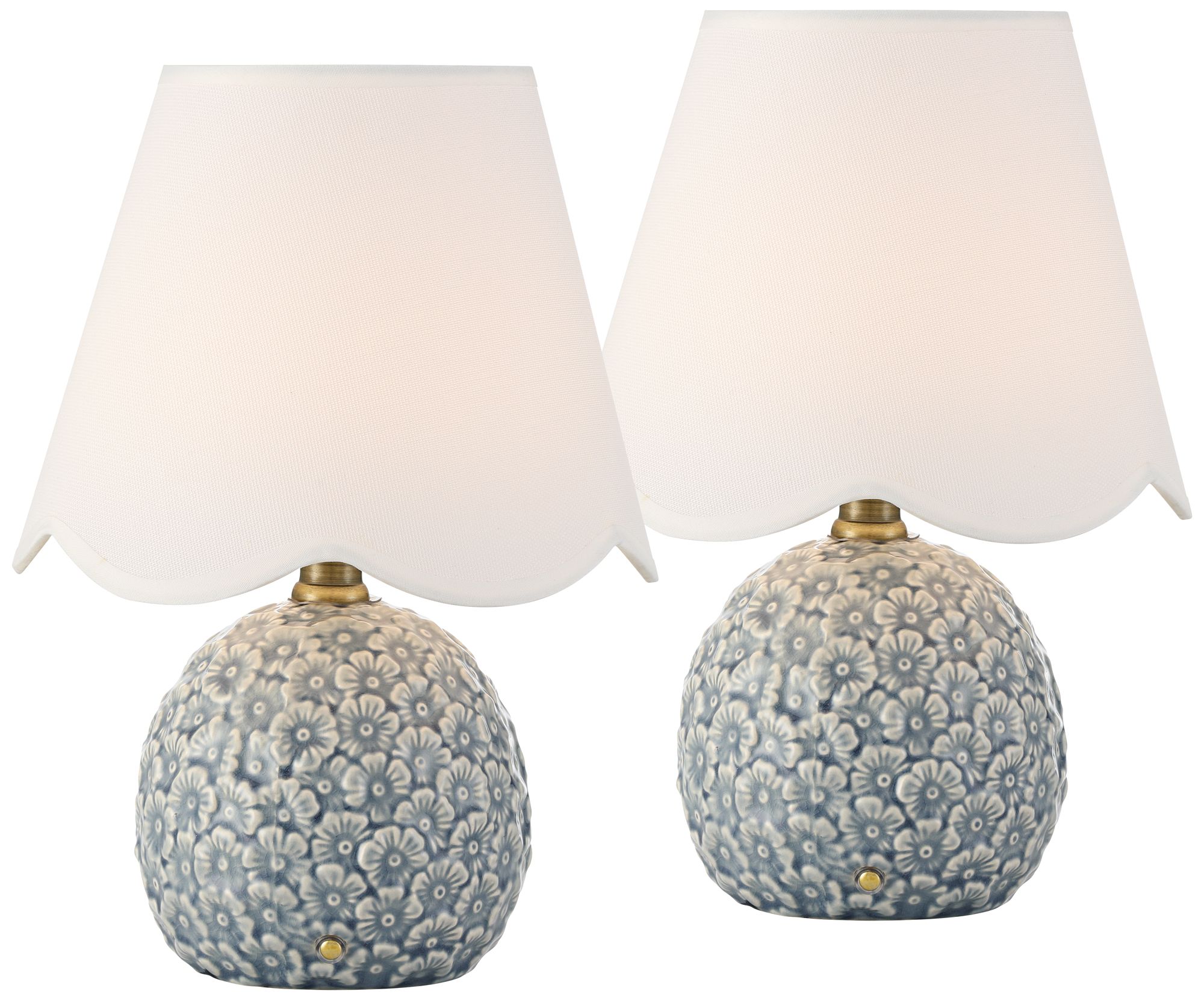 Image 2 Possini Euro Hemings 12 1/4" Blue Floral Battery Power Accent Lamp Set