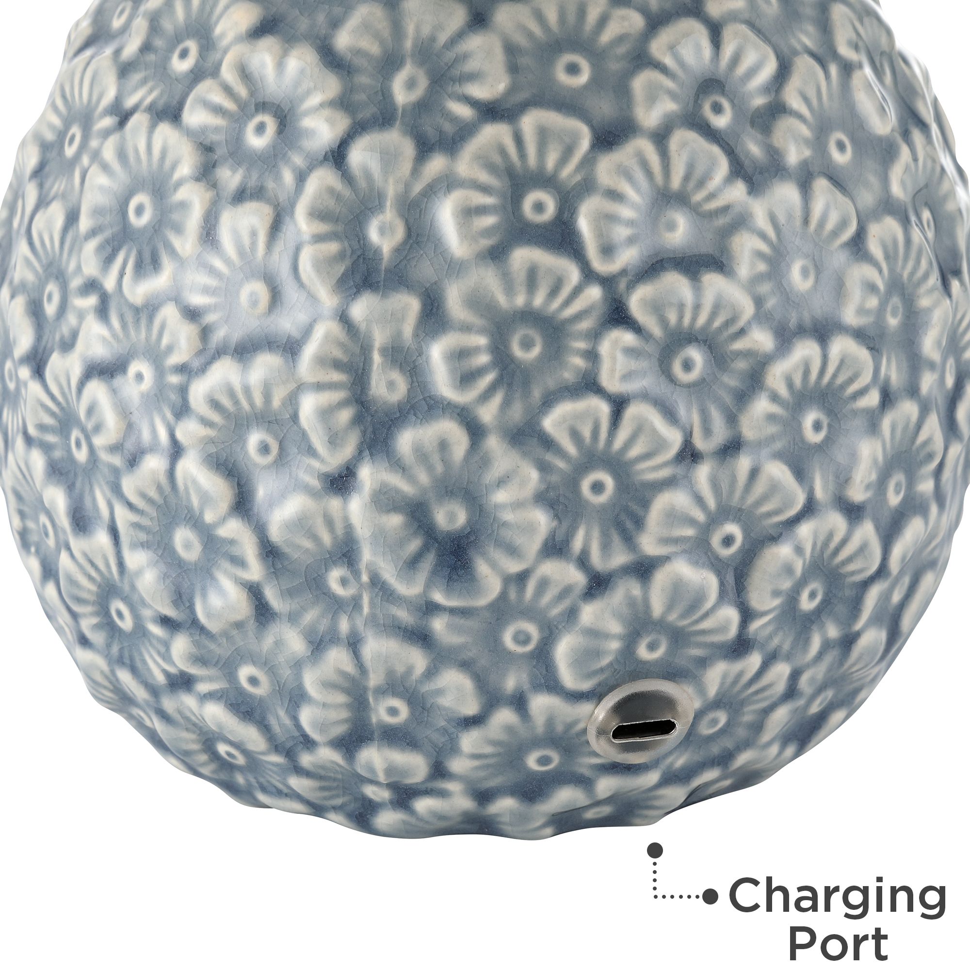 Image 7 Possini Euro Hemings 12 1/4" Blue Floral Battery Power Accent Lamp Set more views