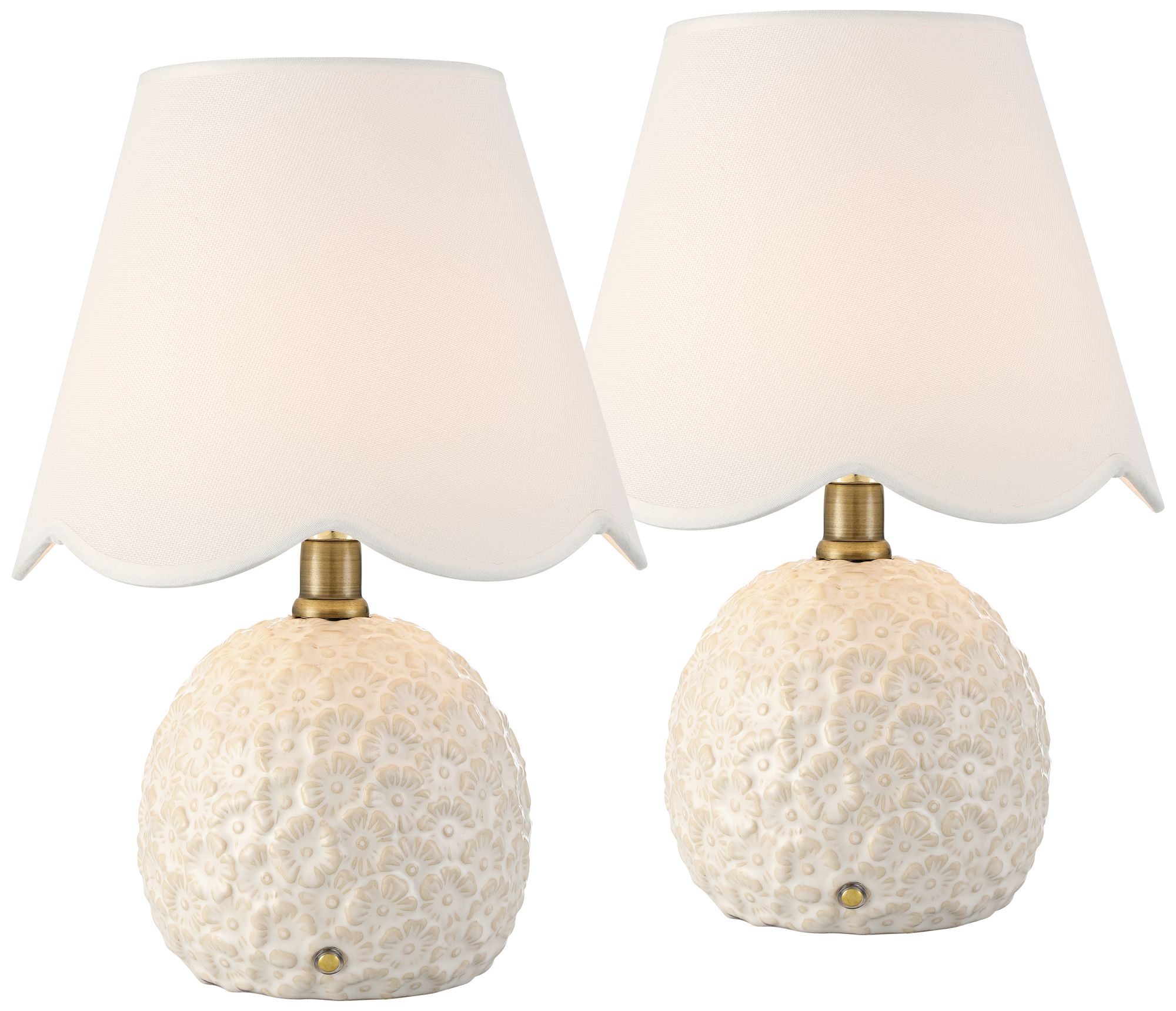Image 2 Possini Euro Hemings 12" Cream Floral Battery Power Accent Lamp Set