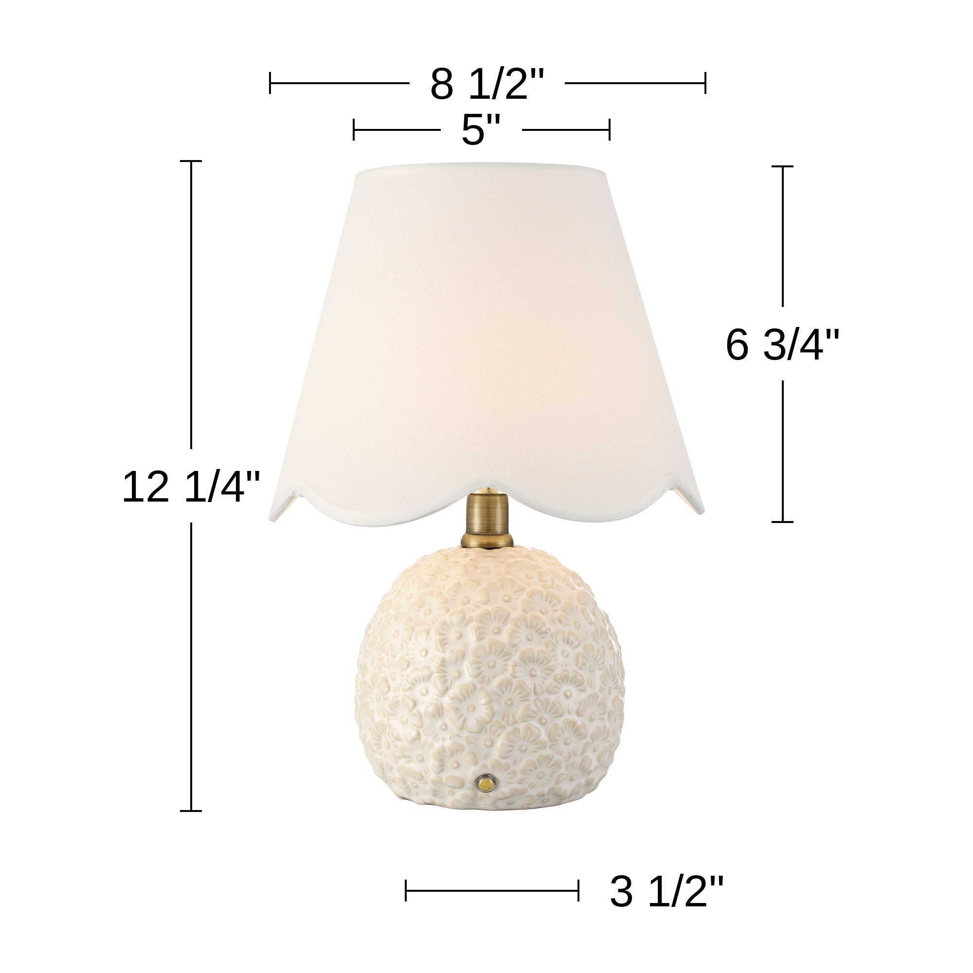 Possini Euro Hemings 12" Cream Floral Battery Power Accent Lamp Set