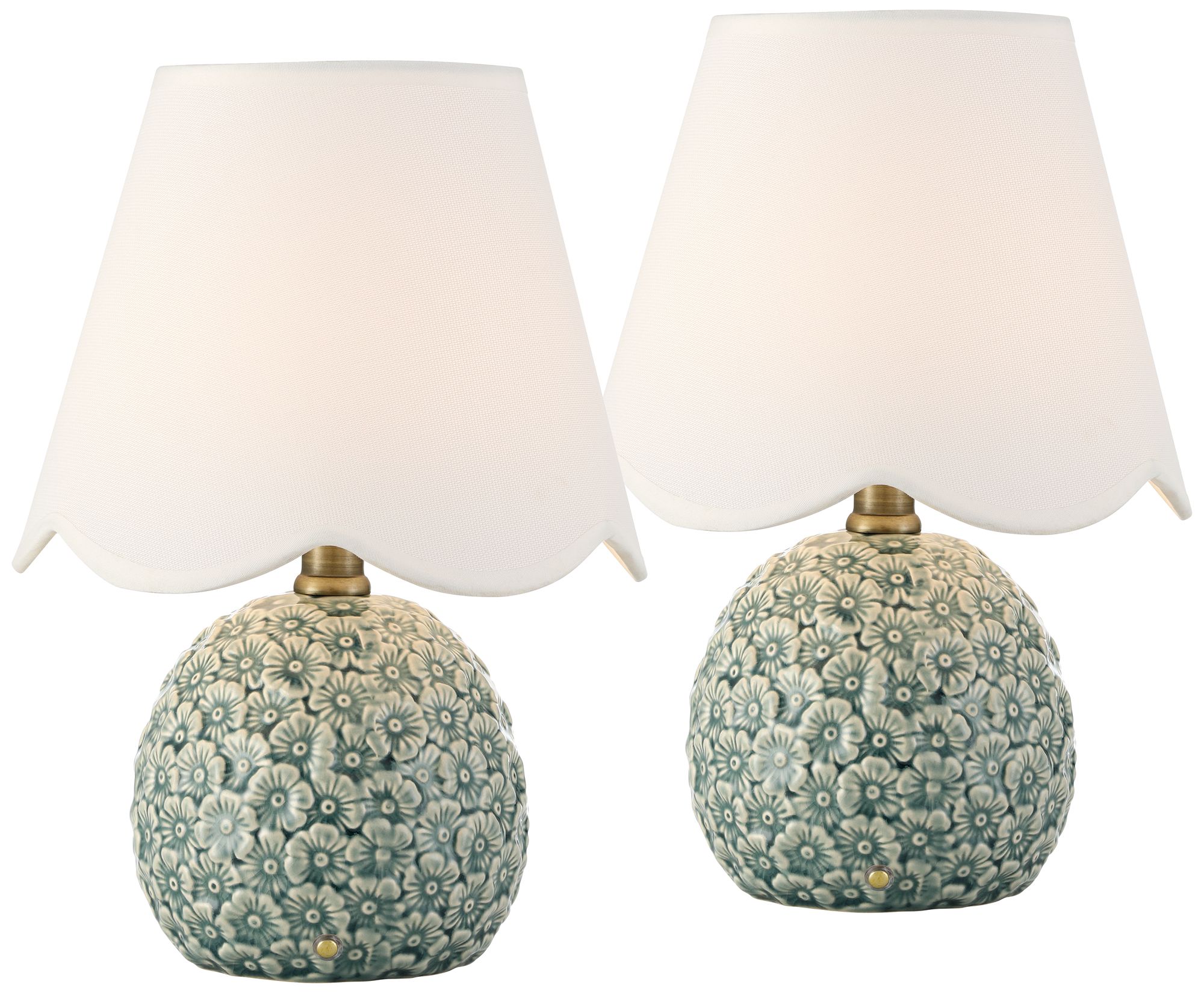 Image 2 Possini Euro Hemings 12" Green Floral Battery Power Accent Lamp Set