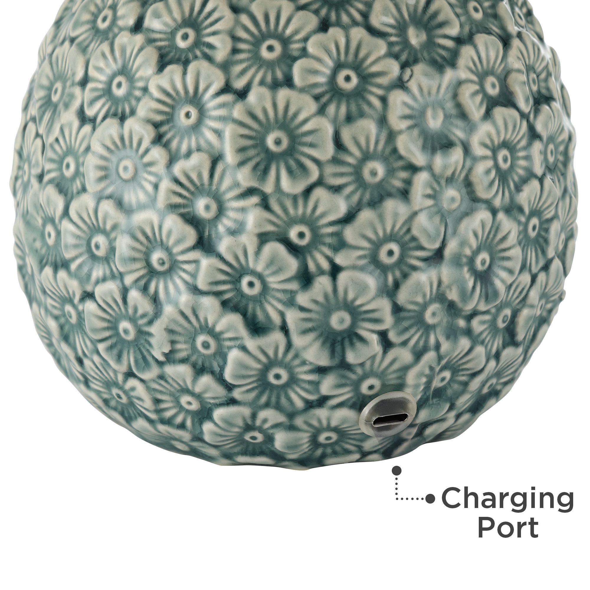 Image 7 Possini Euro Hemings 12" Green Floral Battery Power Accent Lamp Set more views