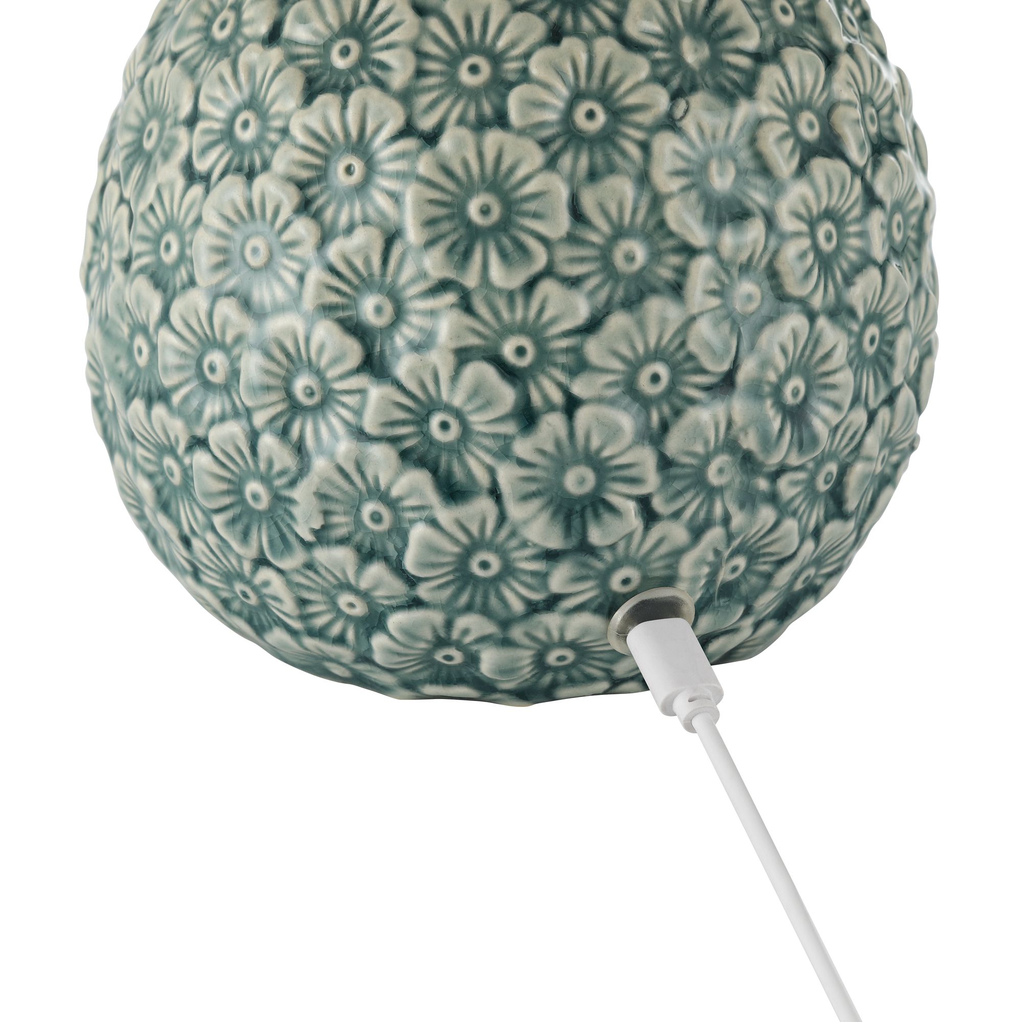 Possini Euro Hemings 12" Green Floral Battery Power Accent Lamp Set