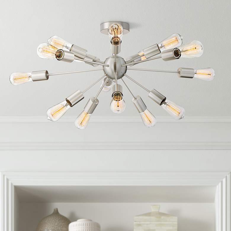 Image 1 Possini Euro Hemingson 26" Wide Brushed Nickel LED Ceiling Light