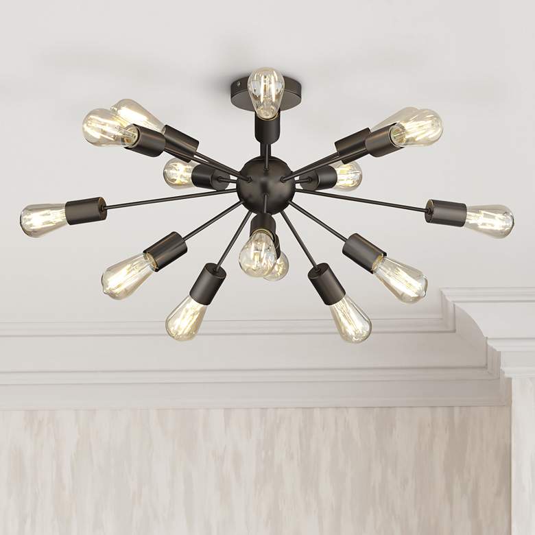 Image 1 Possini Euro Hemingson 26" Wide Gun Metal LED Ceiling Light