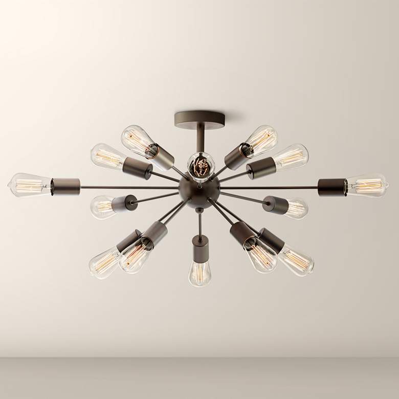 Image 1 Possini Euro Hemingson 28" Wide Edison Bronze Ceiling Light