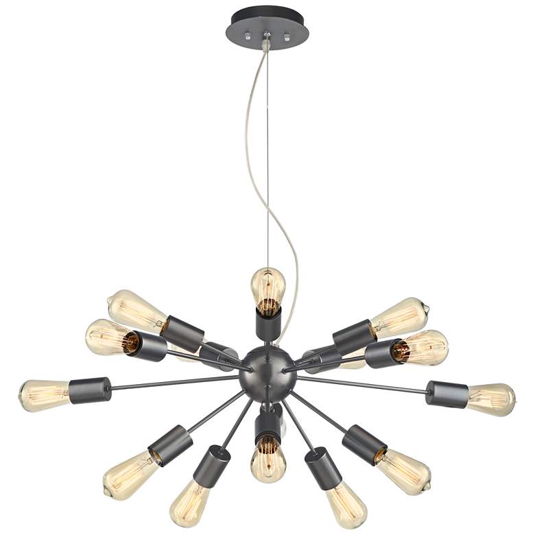 Image 6 Possini Euro Hemingson 33 inch Wide Gun Metal 15-Light Sputnik Chandelier more views