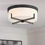 1_Possini Euro Henning 15 1/2" Wide Black Ceiling Light with White Shade