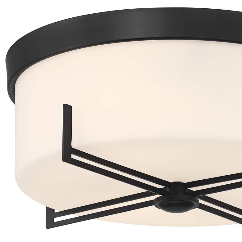Image 3 Possini Euro Henning 15 1/2" Wide Black Ceiling Light with White Shade more views