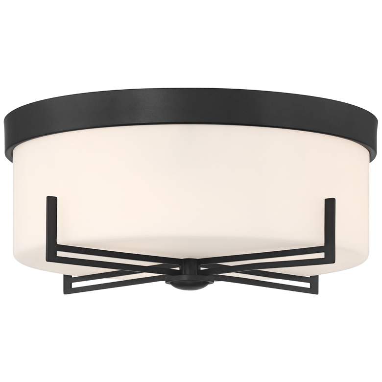 Image 5 Possini Euro Henning 15 1/2" Wide Black Ceiling Light with White Shade more views