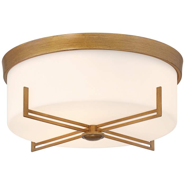Image 2 Possini Euro Henning 15 1/2" Wide Gold Ceiling Light with White Shade