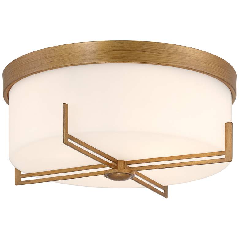 Image 6 Possini Euro Henning 15 1/2" Wide Gold Ceiling Light with White Shade more views