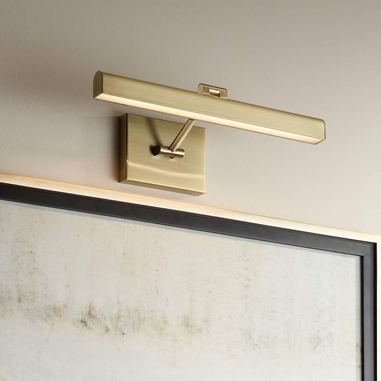 Image 1 Possini Euro Henry 17" Wide Antique Brass LED Picture Light