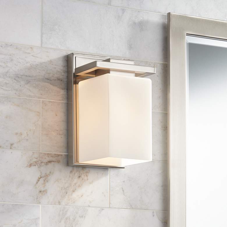 Image 1 Possini Euro Henry 8 1/2" High Brushed Nickel Wall Sconce