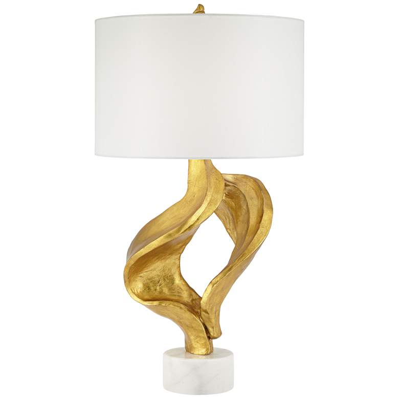 Image 2 Possini Euro Hera 31 inch Gold Leaf and Marble Modern Table Lamp