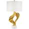 Possini Euro Hera Gold Leaf and Marble Modern Table Lamp