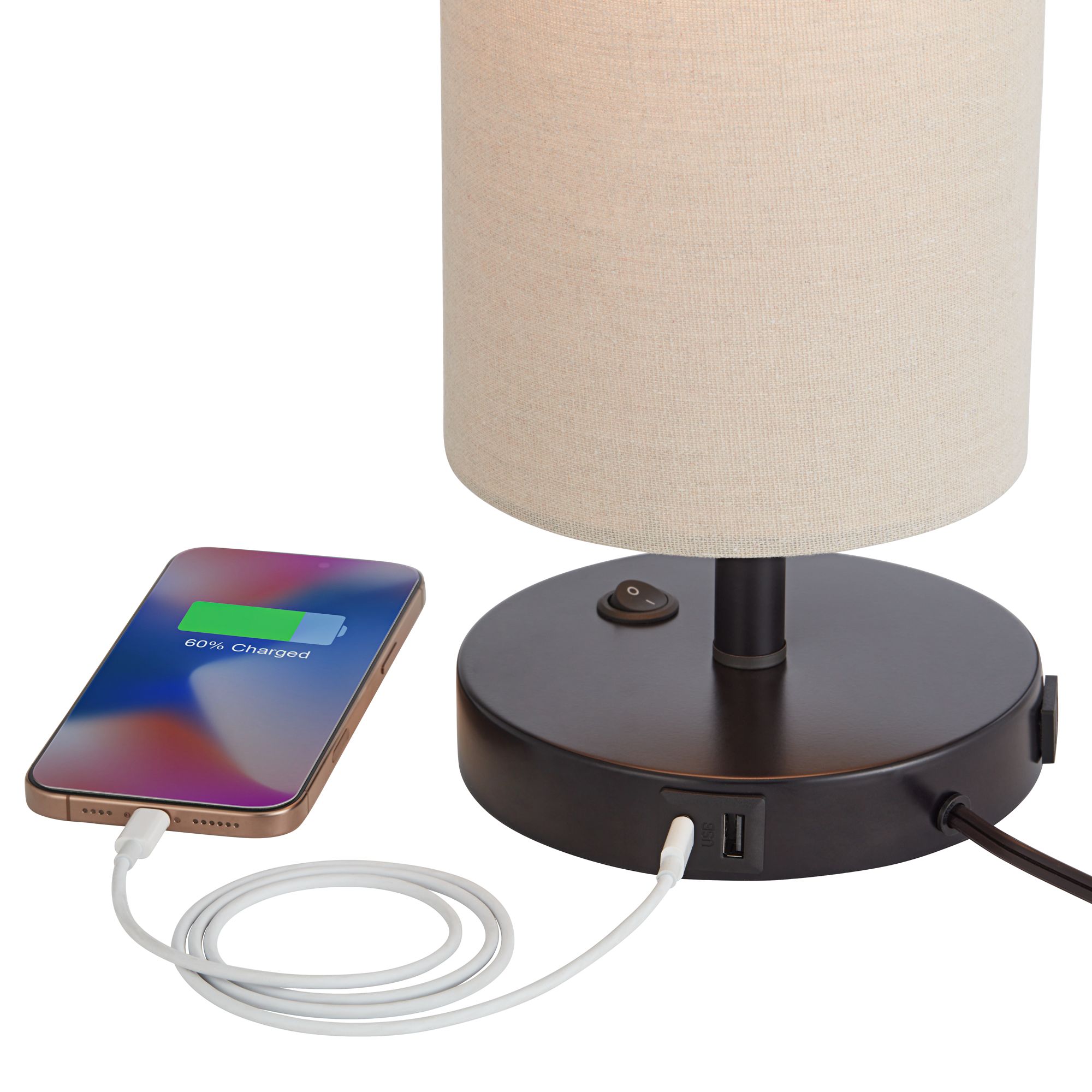 Image 4 Possini Euro Heyburn 20" High Bronze Outlet and USB Table Lamp more views