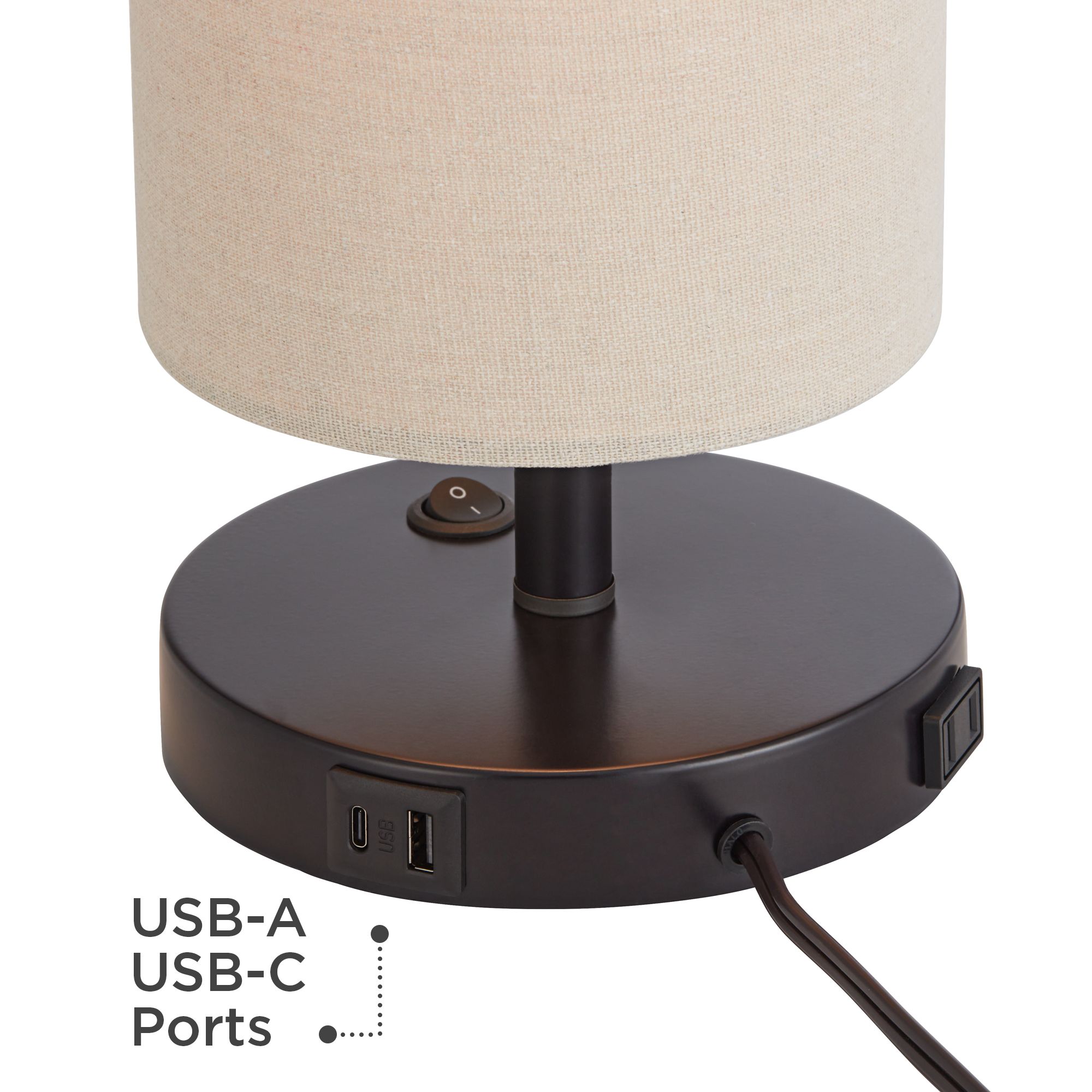Image 5 Possini Euro Heyburn 20" High Bronze Outlet and USB Table Lamp more views