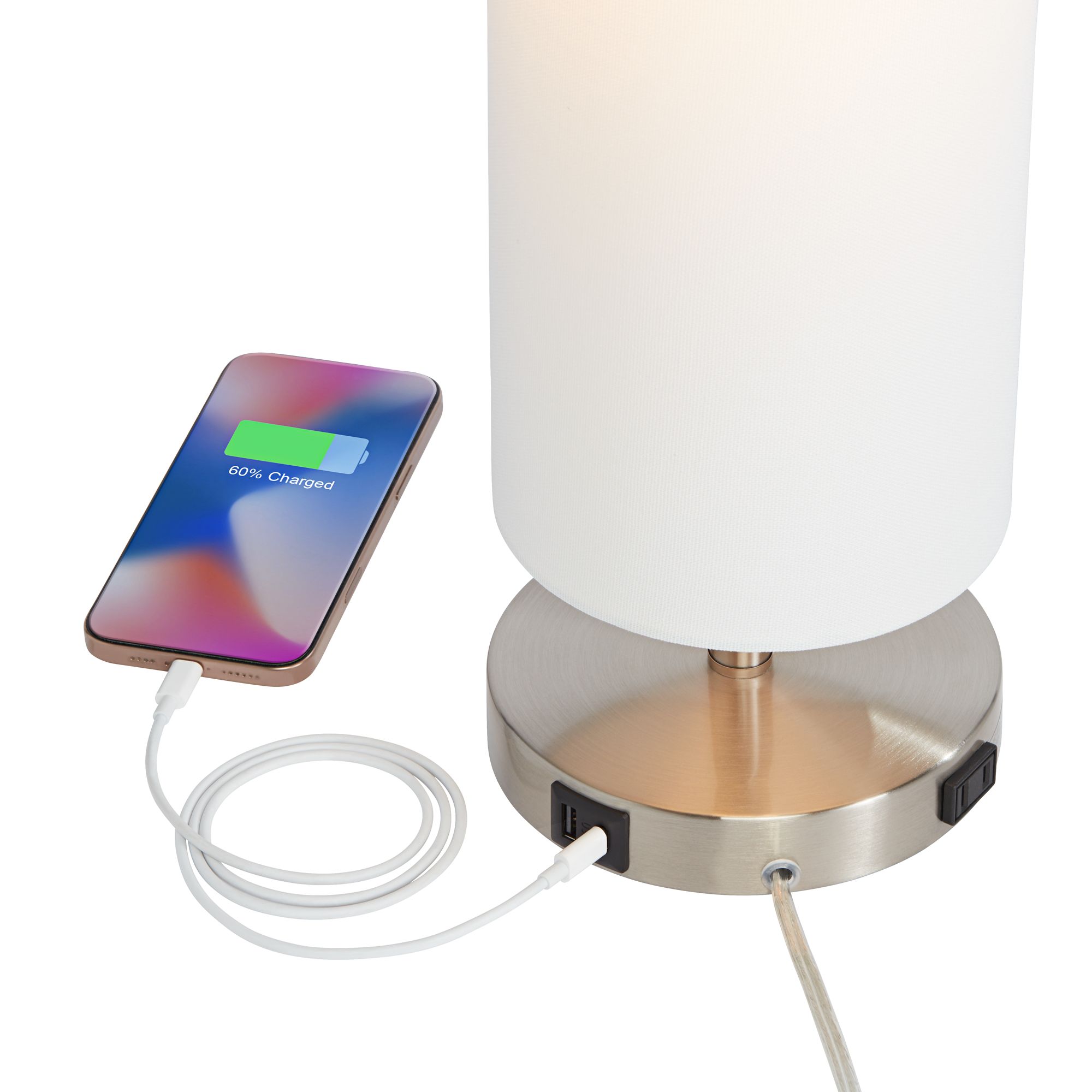 Image 4 Possini Euro Heyburn 20" High Brushed Nickel USB Accent Table Lamp more views