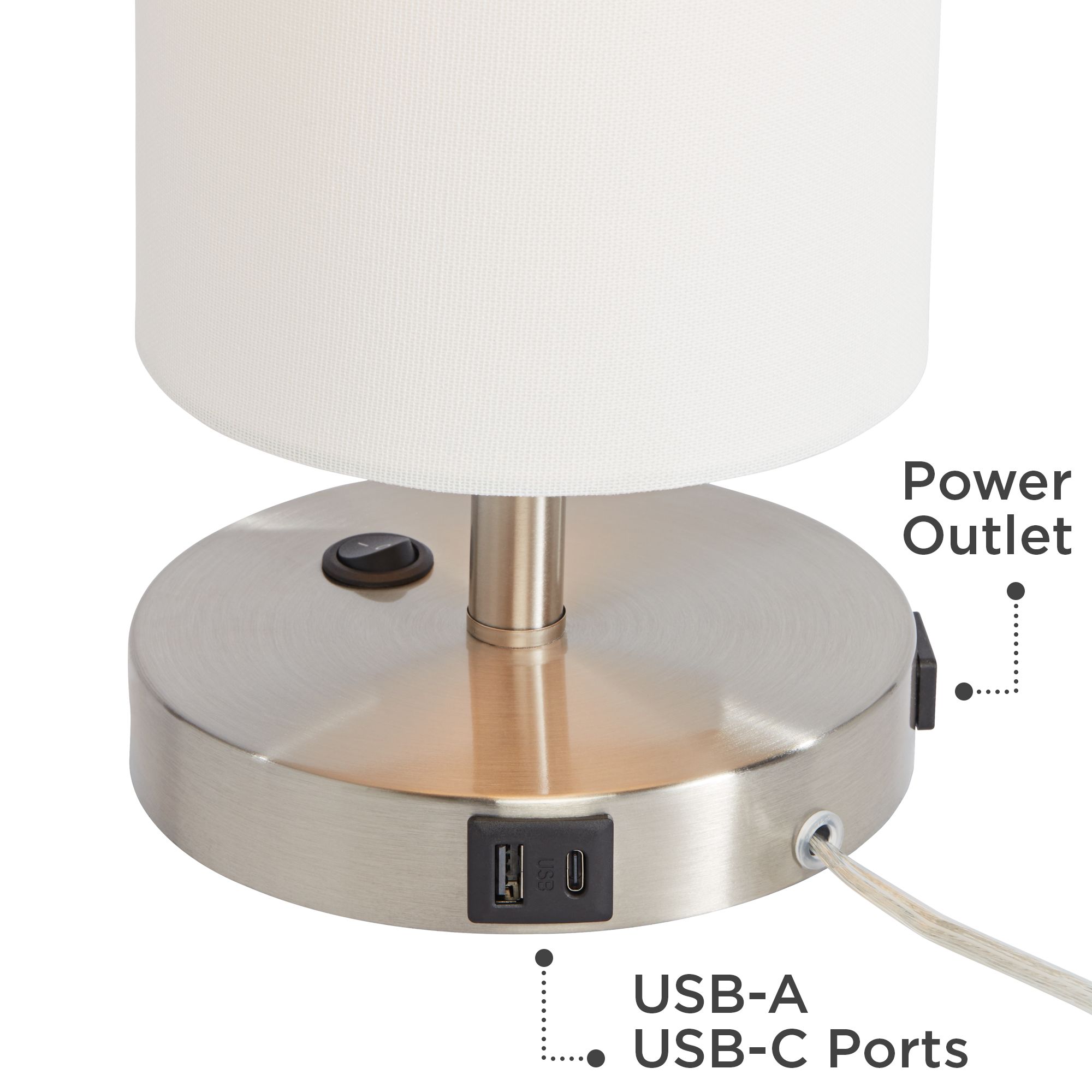 Image 6 Possini Euro Heyburn 20" High Brushed Nickel USB Accent Table Lamp more views