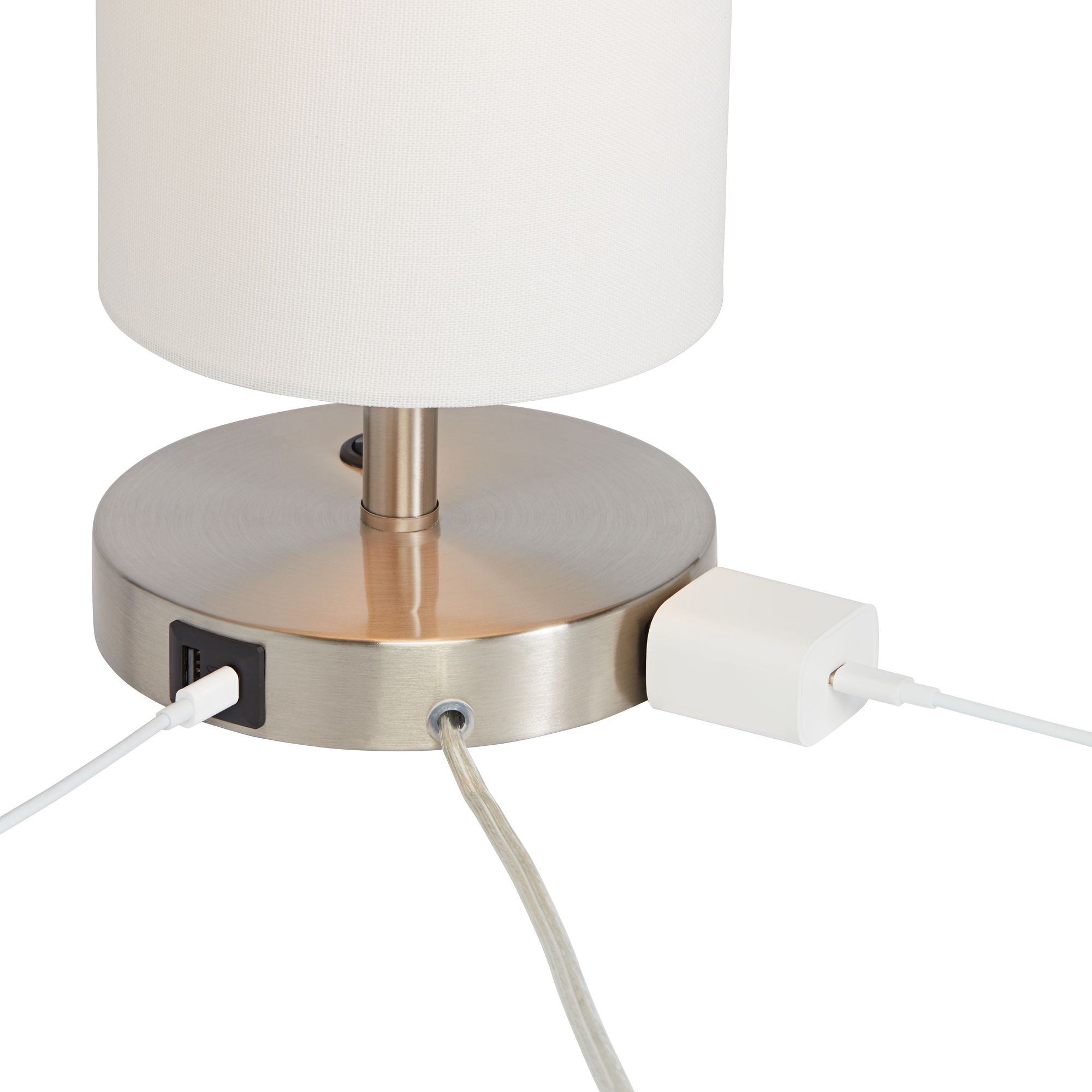 Image 7 Possini Euro Heyburn 20" High Brushed Nickel USB Accent Table Lamp more views
