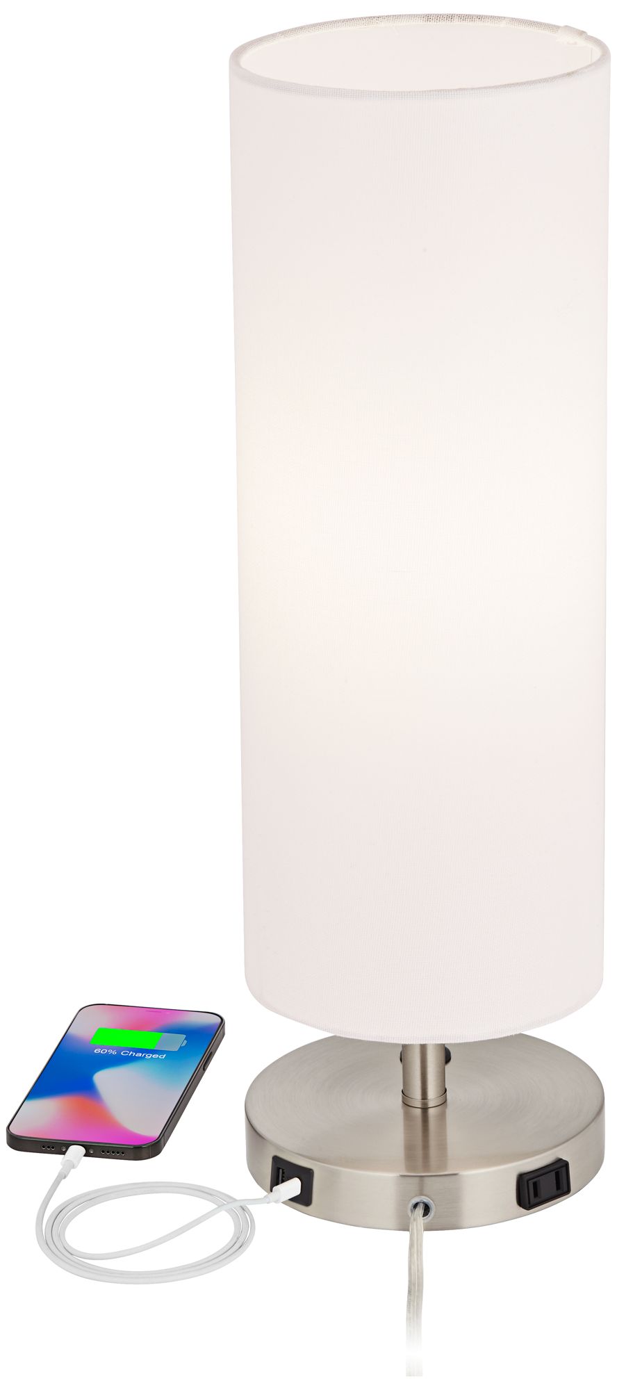 Image 3 Possini Euro Heyburn Brushed Nickel Outlet USB Table Lamps Set of 2 more views
