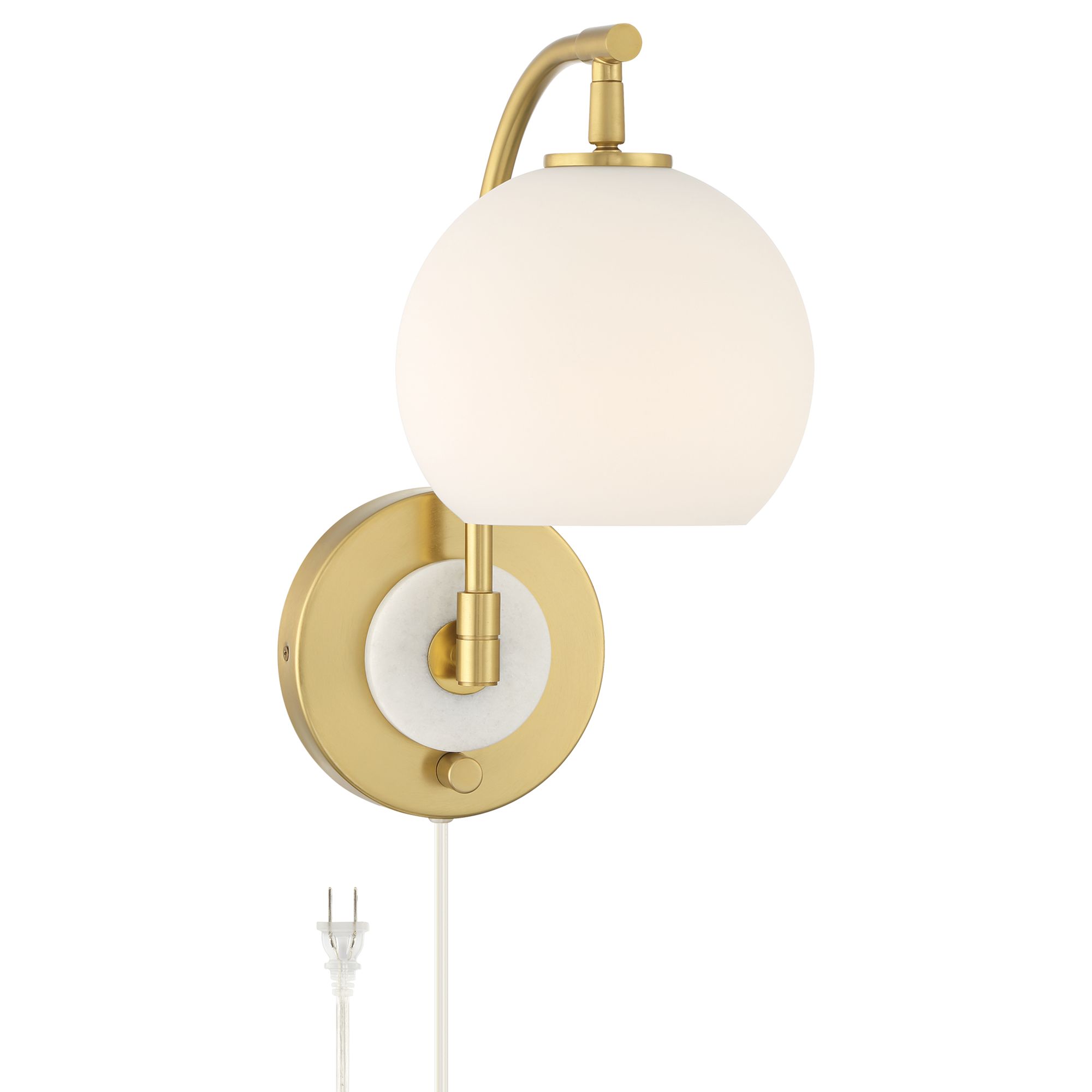 Image 2 Possini Euro Hillary 14"H Antique Brass Swing-Arm Plug-In Wall Lamp