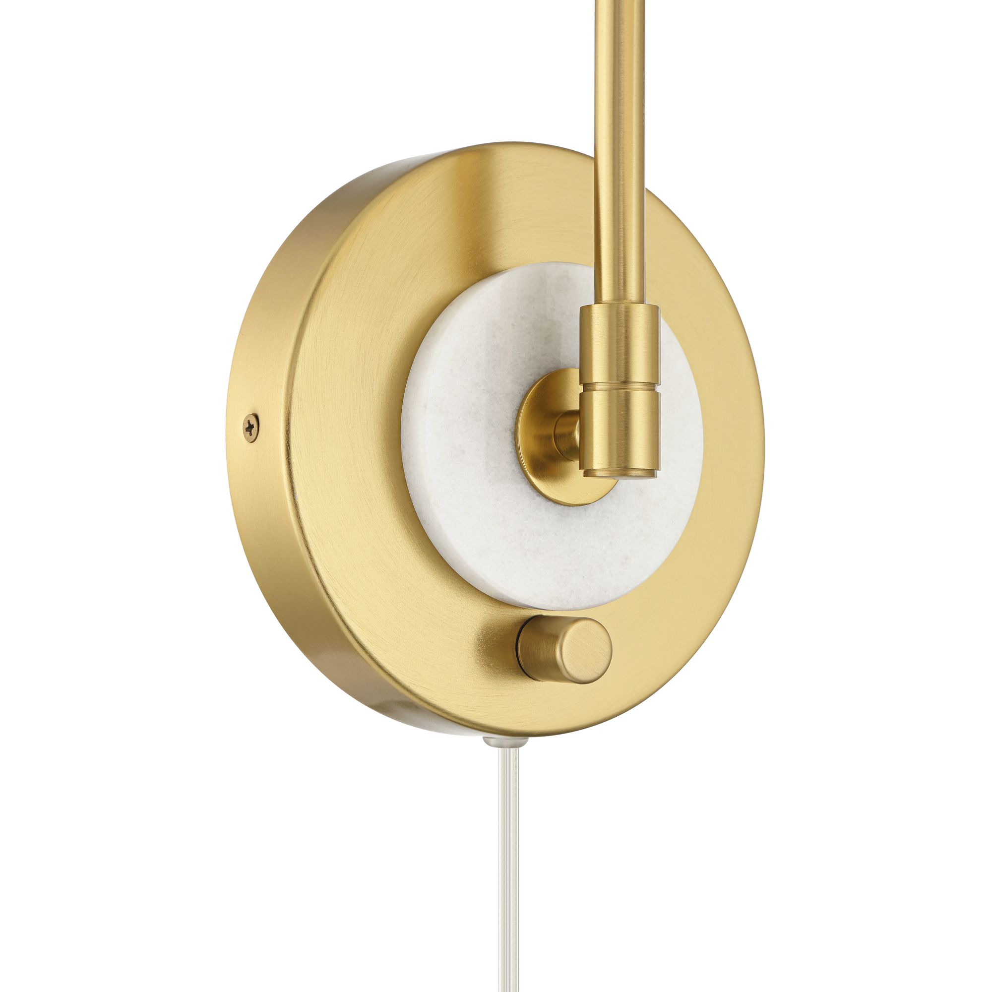 Image 4 Possini Euro Hillary 14"H Antique Brass Swing-Arm Plug-In Wall Lamp more views