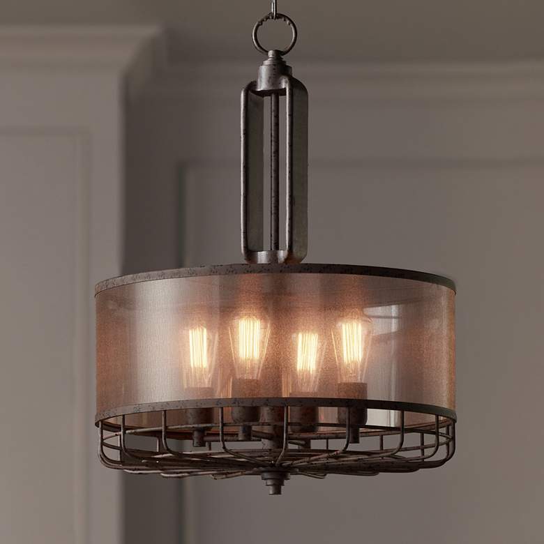 Image 1 Possini Euro Hillger 20 1/4 inchW Rust Pendant Light