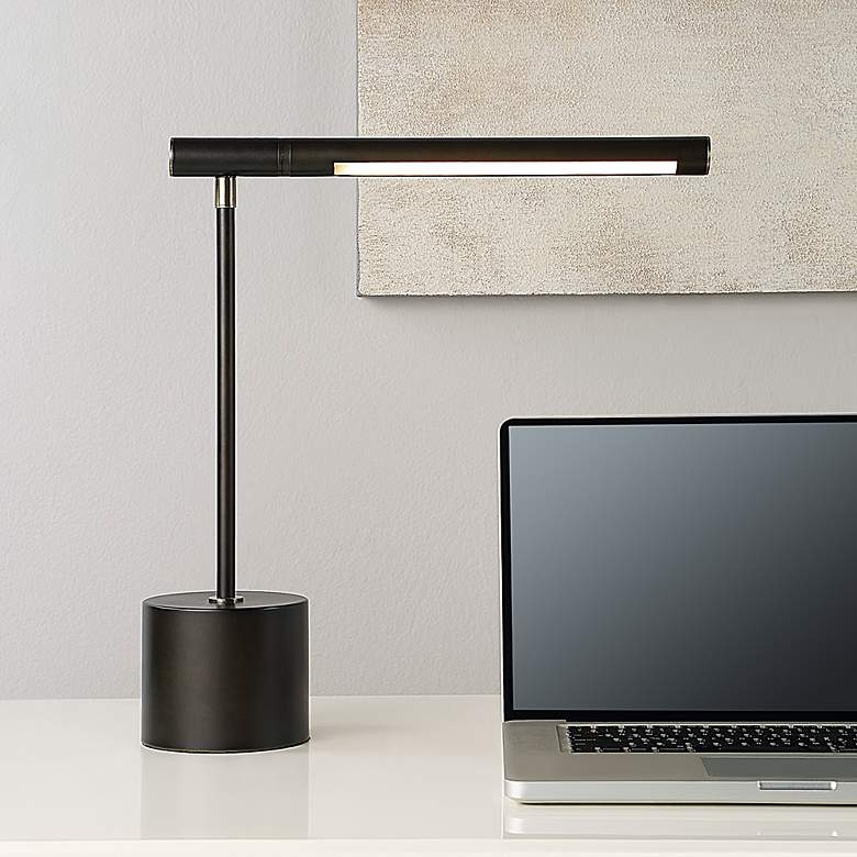 Image 1 Possini Euro Holbrook 17" High Dark Bronze LED Desk Lamp
