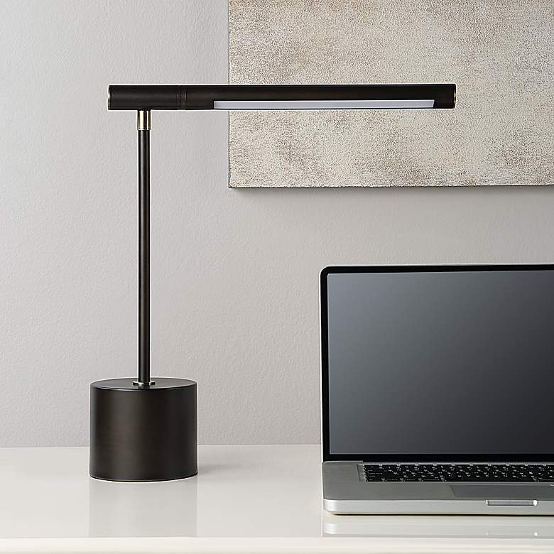 Image 3 Possini Euro Holbrook 17" High Dark Bronze LED Desk Lamp more views