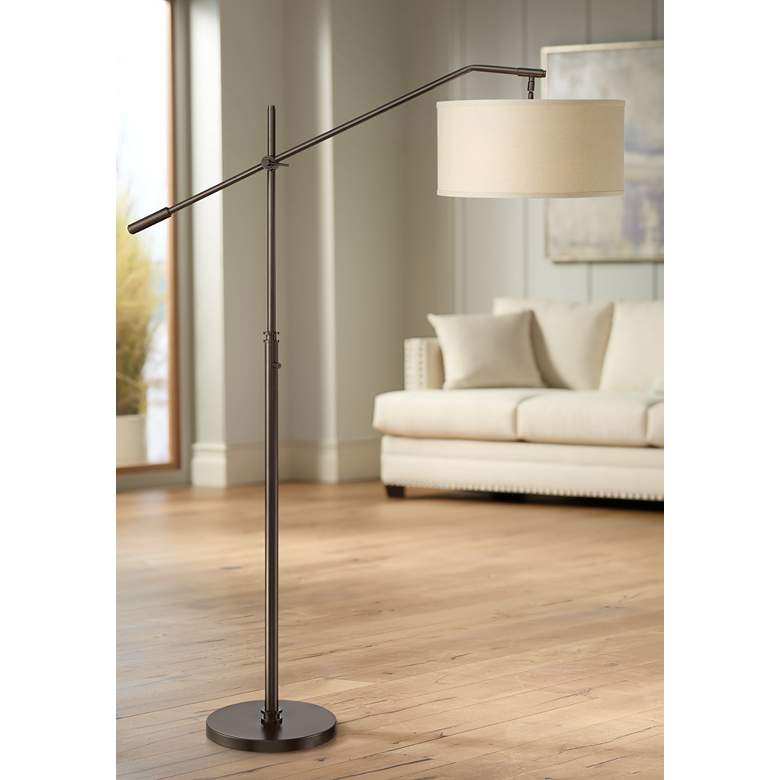 Image 1 Possini Euro Holden Adjustable Height Oil-Rubbed Bronze Boom Arm Floor Lamp