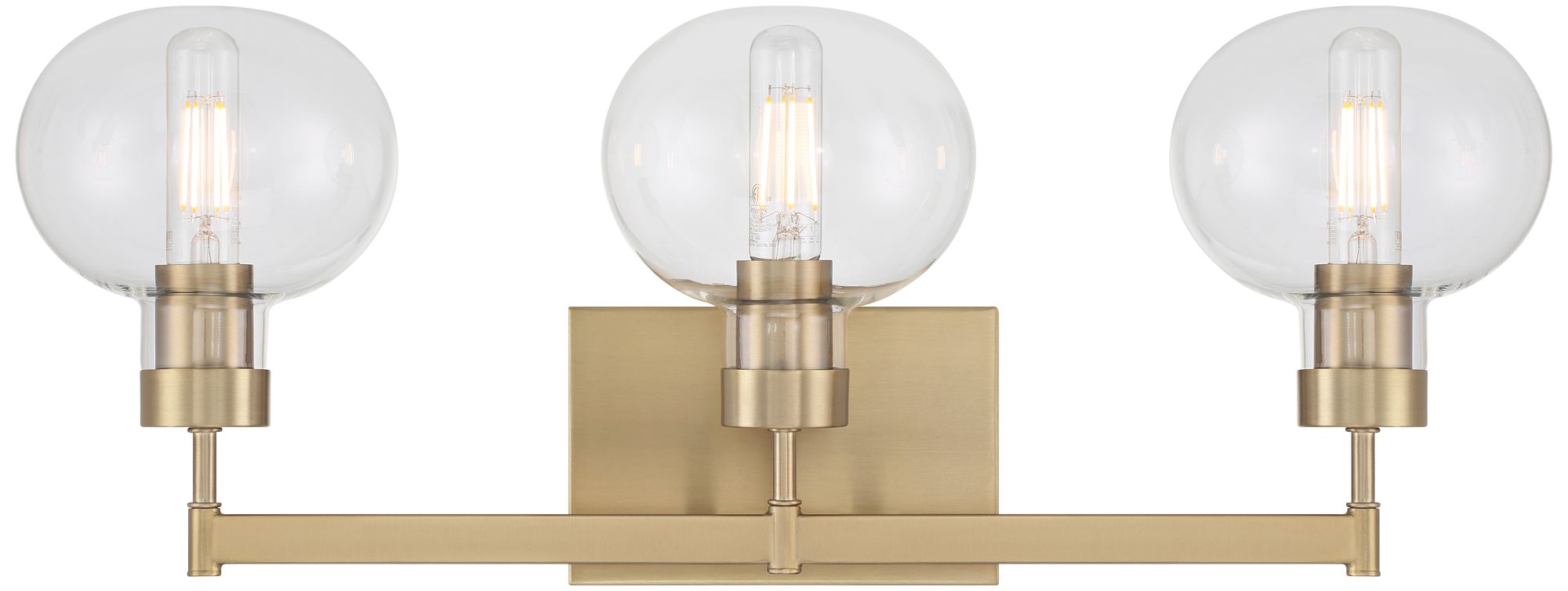 Possini Euro Holland 23 3/4" Wide Warm Brass 3-Light Modern Bath Light