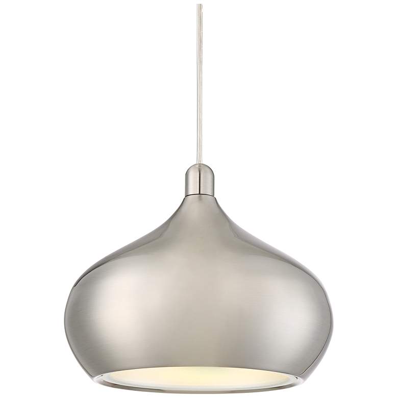 Image 3 Possini Euro Holland 7 1/2" Wide Satin Nickel Modern LED Mini Pendant more views