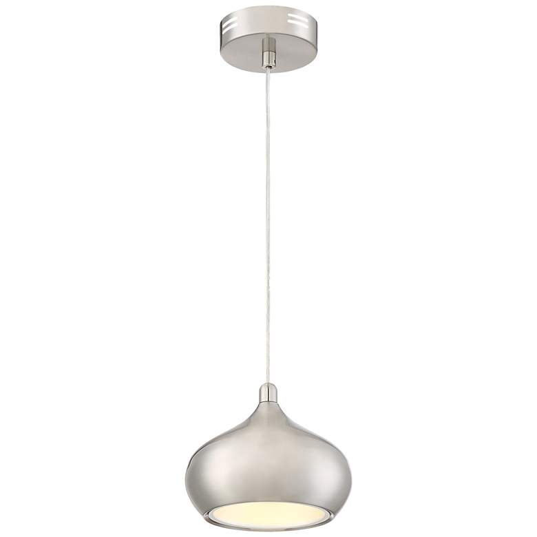 Image 6 Possini Euro Holland 7 1/2" Wide Satin Nickel Modern LED Mini Pendant more views