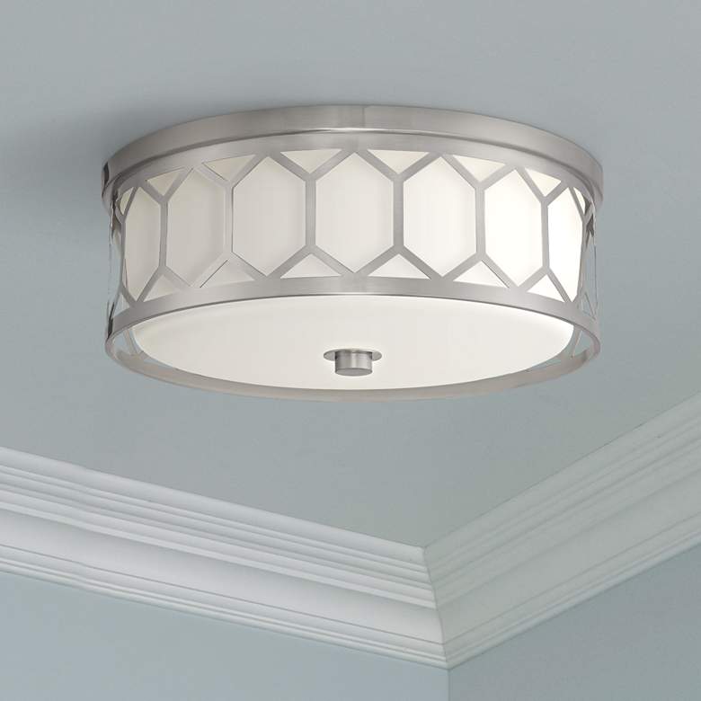 Image 1 Possini Euro Honeycomb 16 1/2"W Brushed Nickel Ceiling Light