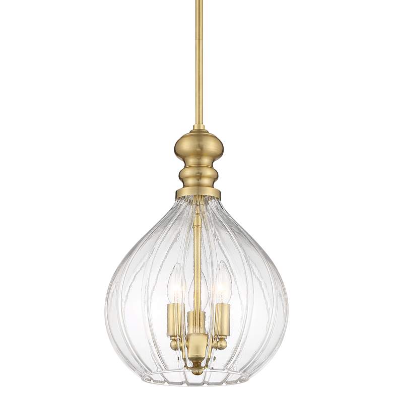 Image 2 Possini Euro Houten 11 1/2 inch Wide Soft Gold 3-Light Glass Mini Pendant