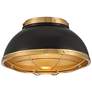 Possini Euro Hylara 15" Wide Gloss Black and Warm Brass Ceiling Light