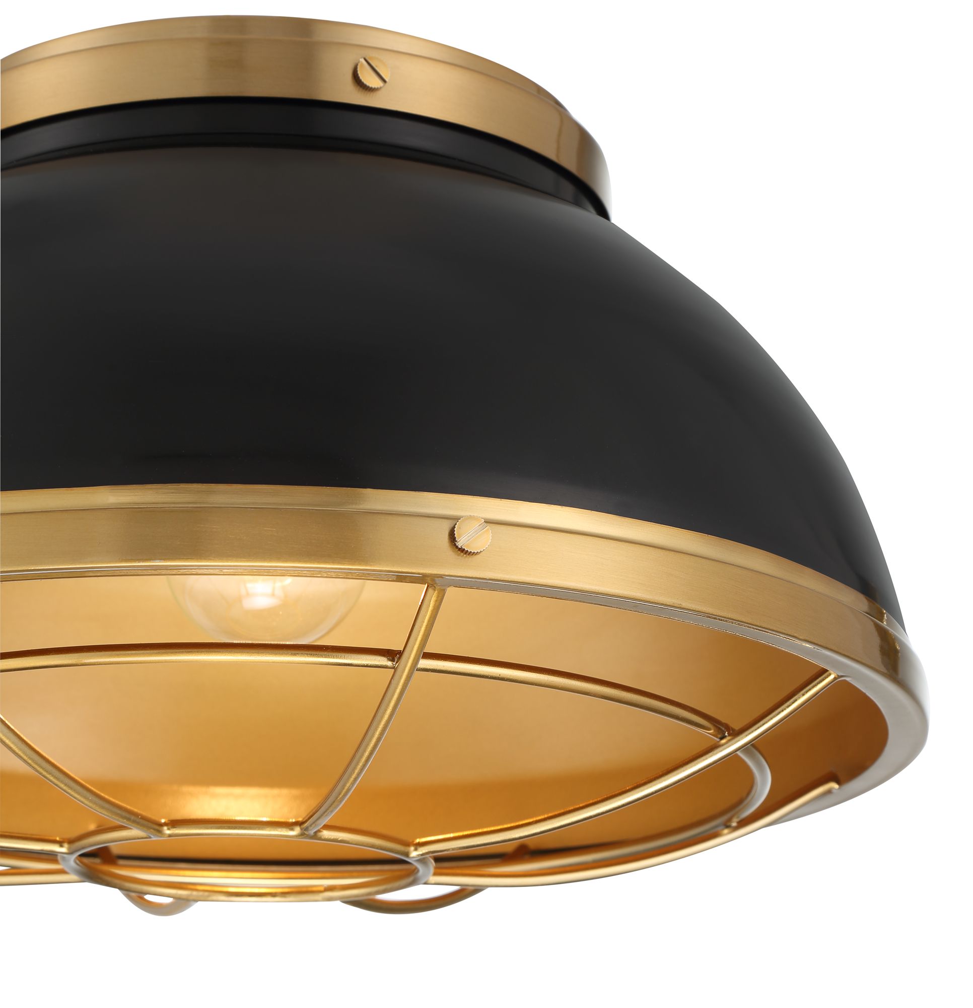 Image 3 Possini Euro Hylara 15" Wide Gloss Black and Warm Brass Ceiling Light more views