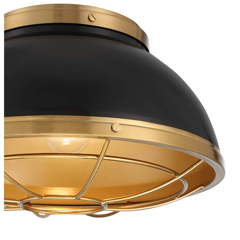 Image 3 Possini Euro Hylara 15" Wide Gloss Black and Warm Brass Ceiling Light more views