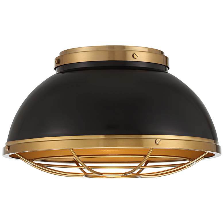 Image 4 Possini Euro Hylara 15" Wide Gloss Black and Warm Brass Ceiling Light more views