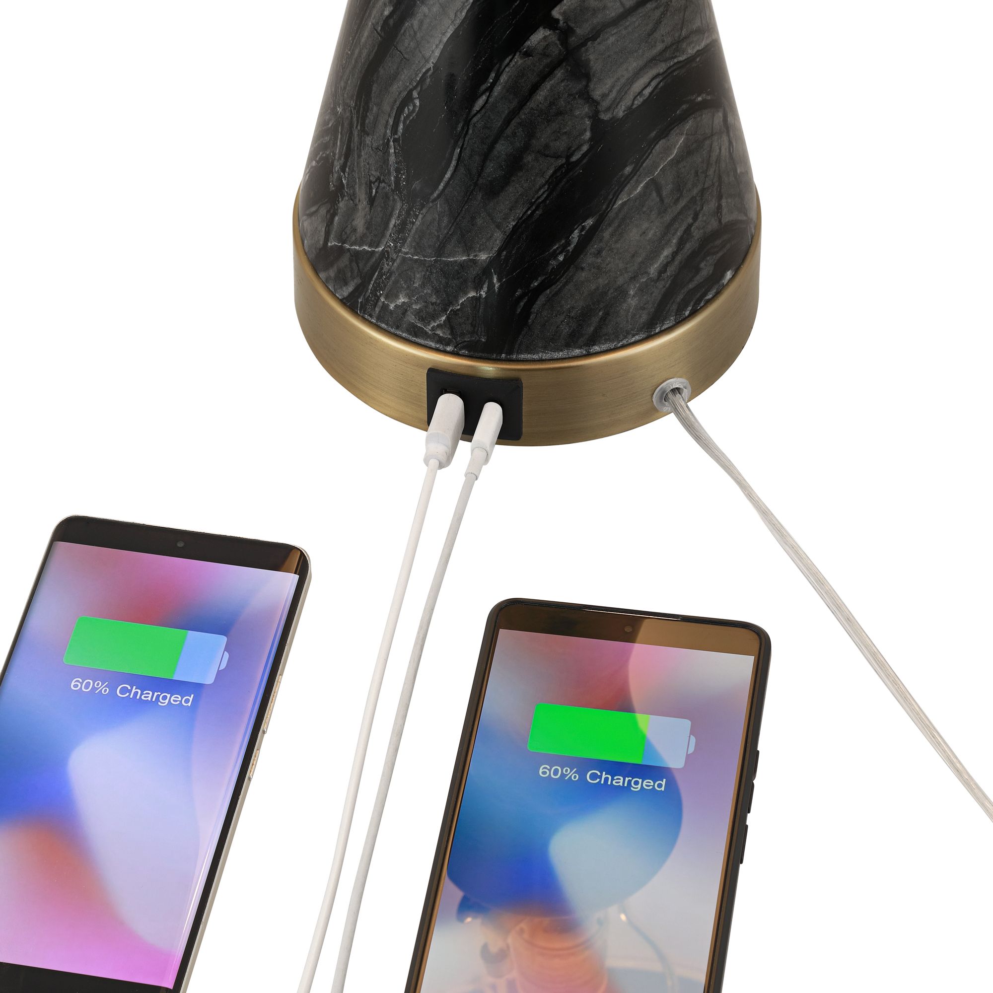 Possini Euro Ibara 21 1/2" High Black Marble Modern USB Table Lamp