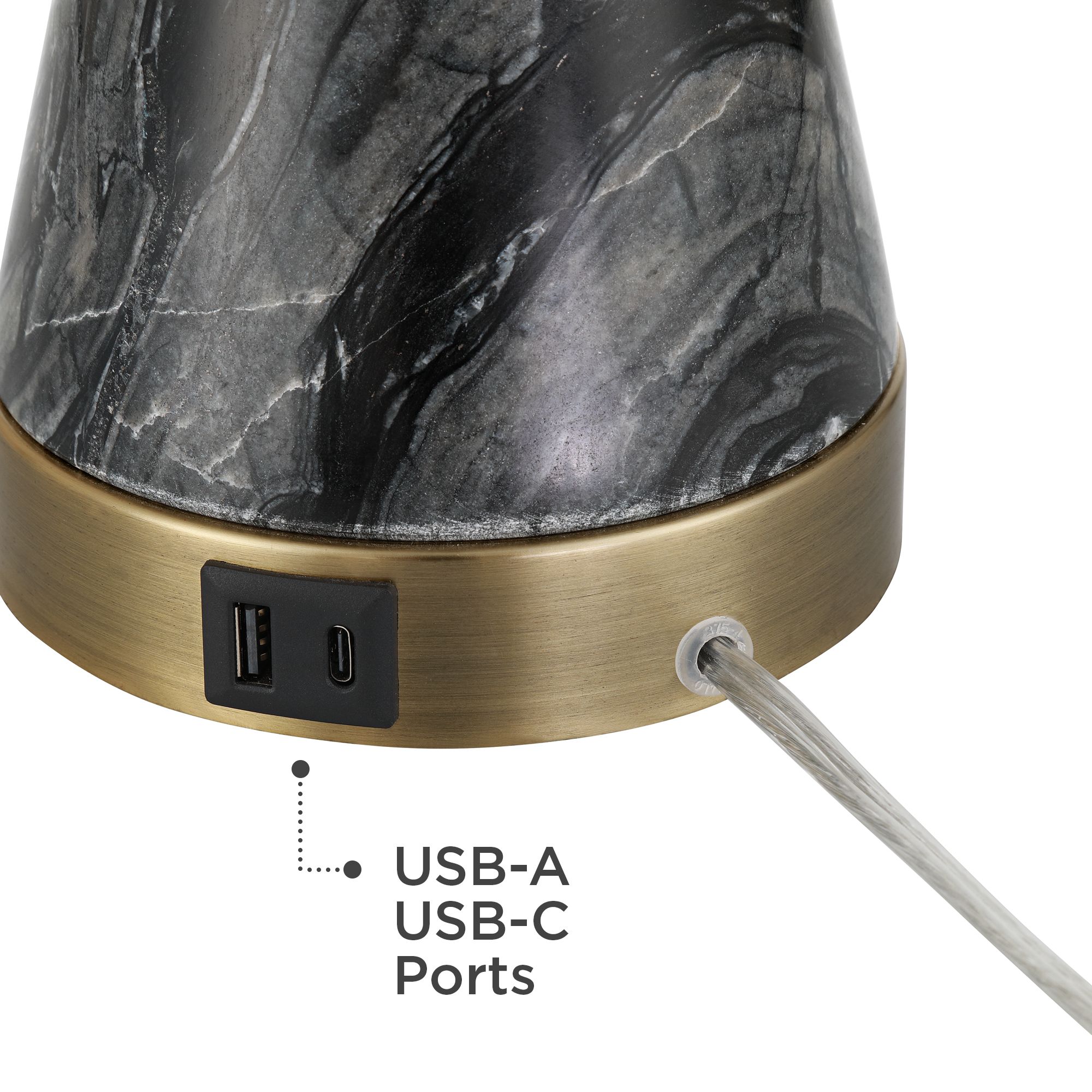 Possini Euro Ibara 21 1/2" High Black Marble Modern USB Table Lamp