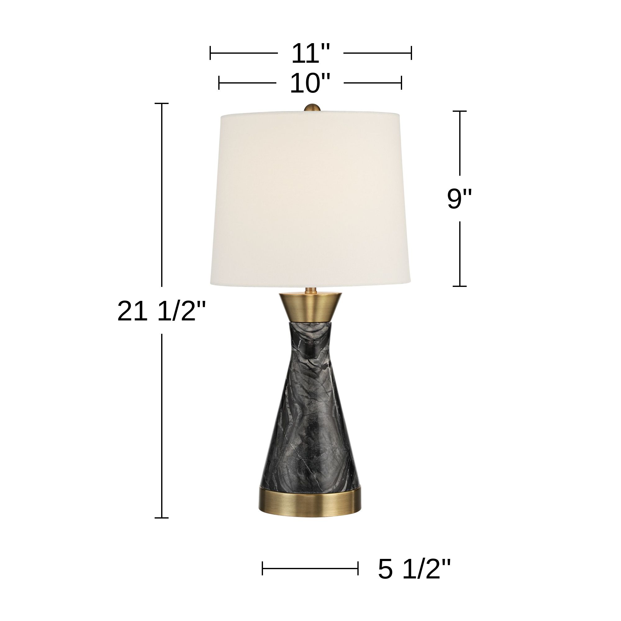 Possini Euro Ibara 21 1/2" High Black Marble Modern USB Table Lamp